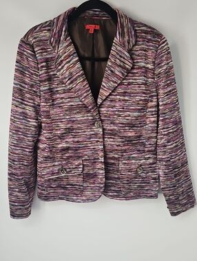 Joni B. Metallic Silk-look Multicolored Lined Blazer Jacket Sz:M Corpcore Office